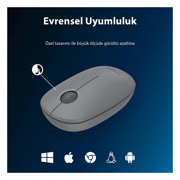 Philips Spk7378 Gri Optik Kablosuz Mouse - Görsel 7