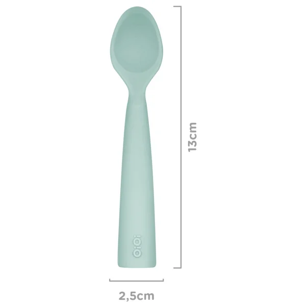 Oioi Nam Nam 6+ Ay İçin Su Yeşili Ve Powder Grey Kaşık 2li Gıda Sınıfı Silikon Özellikli - Görsel 4