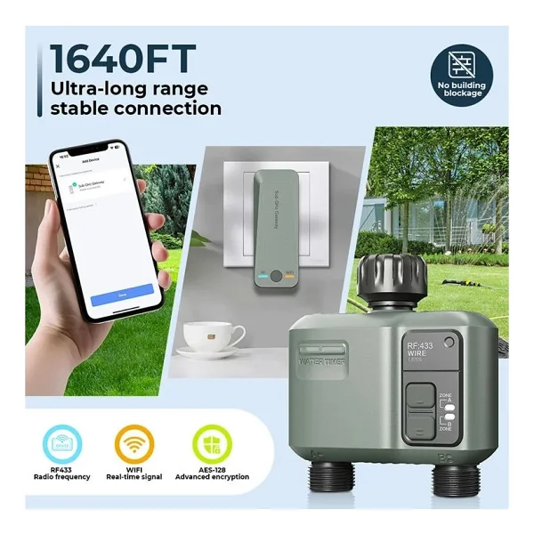 Hitit Bluetooth + Wi-Fi Özellikli Uzaktan Kumandalı Çift Çıkışlı Su Zamanlayıcı - Görsel 2