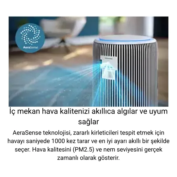 Philips Pureprotect Water 3400 Serisi Akıllı 2 In 1 Hava Temizleyici Ve Nemlendirici Beyaz Gri +Philips Saç Düzleştirici Hediye - Görsel 5
