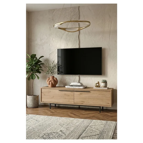 Robin Home TV Ünitesi Sehpası Metal Ayaklı 160cm Sepet - Kahverengi - Görsel 7