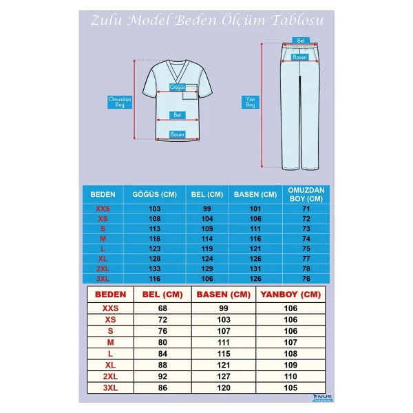 Nur Medikal Giyim Zulu Model Siyah Polo Yaka Likralı Erkek Doktor Hemşire Scrubs Üniforma Takımı - Görsel 5