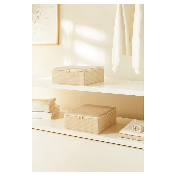 Home Wave 2'li Bej Pötikare Destekli Kutu Hurç Set 31 X 38 X 12 Cm - Görsel 8