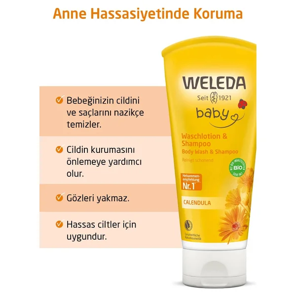 Weleda 200 Ml Saç Ve Vücut Şampuanı Calendula Göz Yakmayan Formül İle Dermatolojik Test Edilmiş - Görsel 10