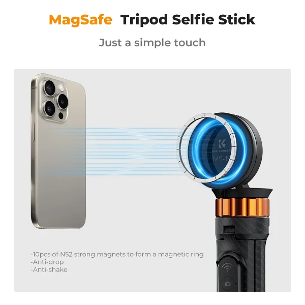 K&F Concept iPhone Uyumlu Magsafe Selfie Çubuğu & Tripod (162cm) - Görsel 5