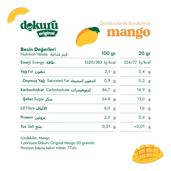 Dokuru Freeze Dried Mango 20 Gr - Görsel 5