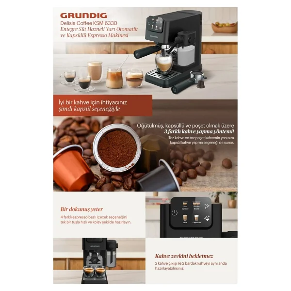 Grundig Ksm 6330 Yarı Otomatik Espresso Makinesi - Görsel 8