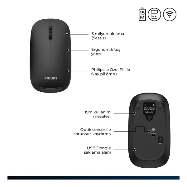 Philips Spk7438 Optik Kablosuz Mouse - Görsel 3