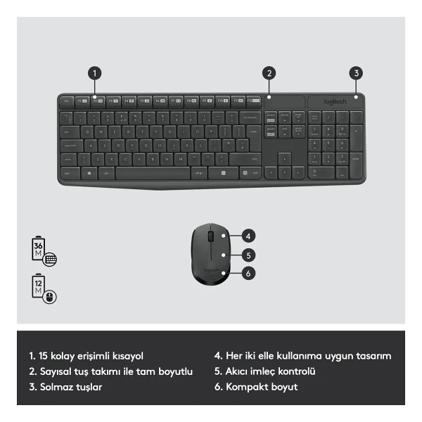 Logitech Mk235 920-007925 Kablosuz Klavye Mouse Seti - Görsel 6