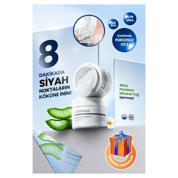 Lanbena Siyah Nokta Bandı & Siyah Nokta Maskesi Nose Plants (60 Adet Kağıt İle Birlikte ) - Görsel 8