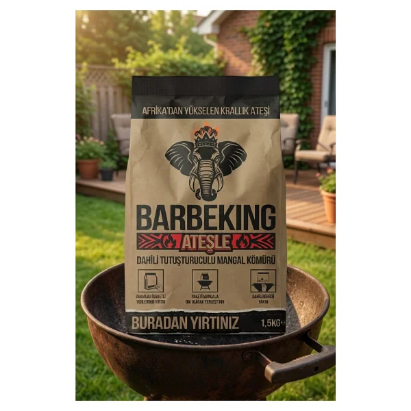 Barbeking Ateşle 1,5 Kg Mangal Kömürü (Yırt, Yak, Pişir) - Görsel 5