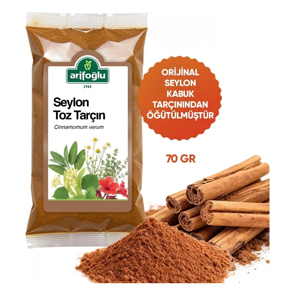 Arifoğlu Seylon Tarçın Toz 70 Gr. (Öğütülmüş) Glutensiz, %100 Doğal - Görsel 5