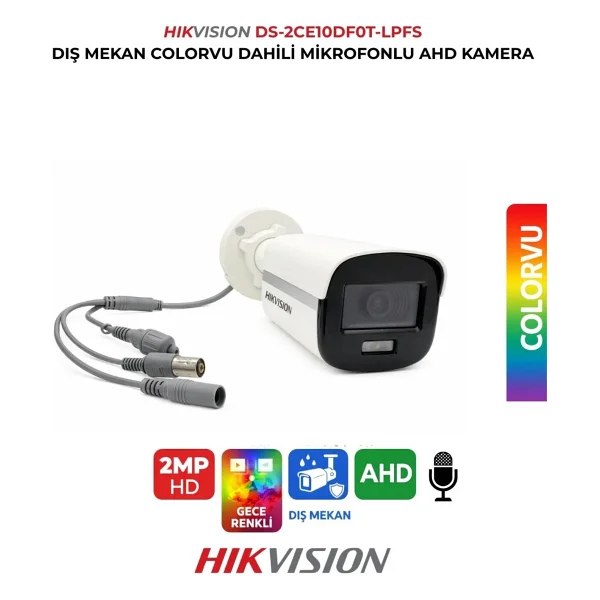 Hikvision Ds-2ce10df0t-Lpfs Bullet Full HD 2 Mp 2.8mm Lens Gece Görüşlü Güvenlik Kamerası - Görsel 2