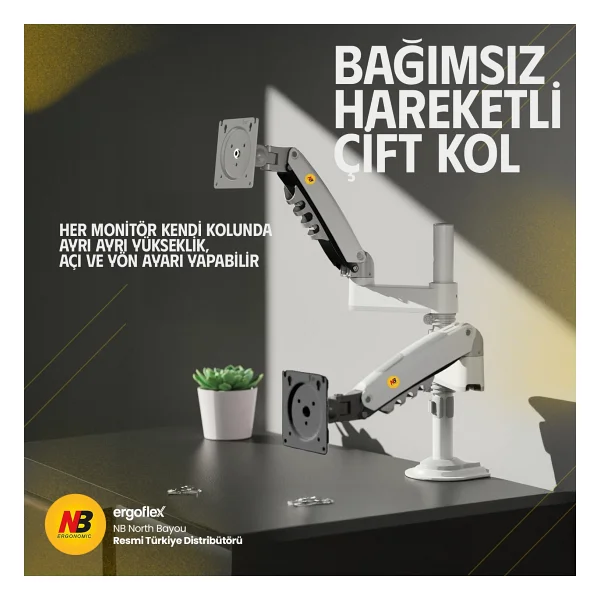 North Bayou H180 17-27 İnç İki Kollu Amortisörlü Monitör Standı - Görsel 5