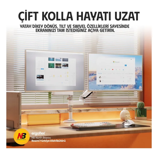 North Bayou H180 17-27 İnç İki Kollu Amortisörlü Monitör Standı - Görsel 7