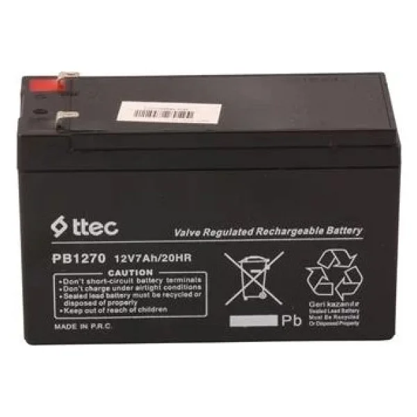 Ttec 12v 7ah-20hr Base Bakımsız Kuru Akü Alarm-Siren İçin Ups Uygun Değil 1,75 Kg - Görsel 9
