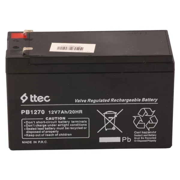 Ttec 12v 7ah-20hr Base Bakımsız Kuru Akü Alarm-Siren İçin Ups Uygun Değil 1,75 Kg - Görsel 10
