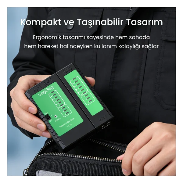 Veggieg Rj45 Rj11 Uyumlu Cat6 Cat7 Cat8 Poe Destekli Network Ethernet Kablo Test Cihazı - Görsel 5