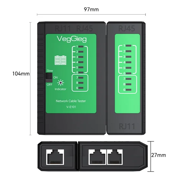 Veggieg Rj45 Rj11 Uyumlu Cat6 Cat7 Cat8 Poe Destekli Network Ethernet Kablo Test Cihazı - Görsel 8