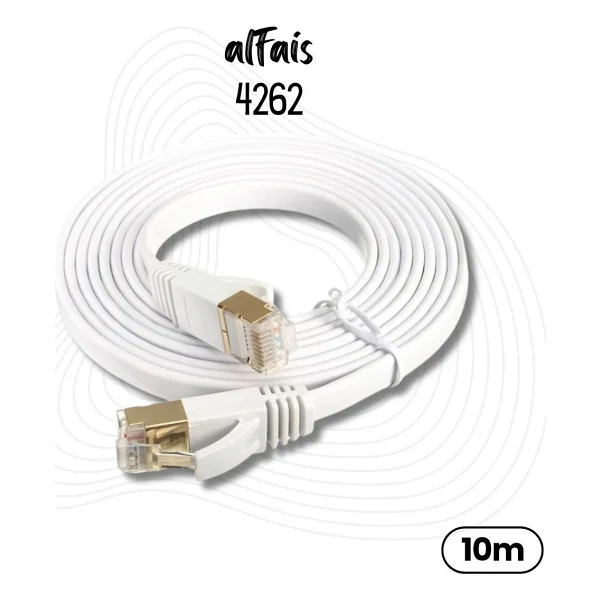 Alfais 4262 Cat7 Ethernet Rj45 Internet Kablosu 10 Metre Yassı 10gbps 600mhz - Görsel 4
