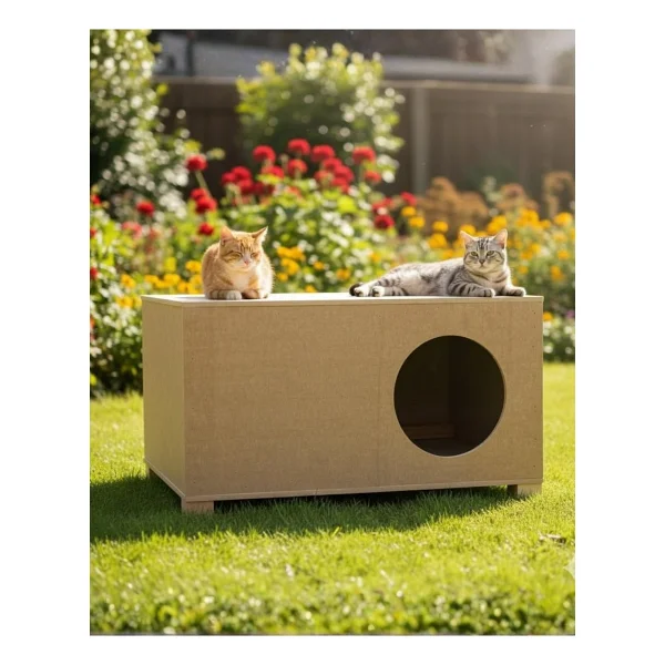 Reyo Kedi Evi Dış Ortam Uygun Ahşap Kedi Evi 57x40x28 Cm - Cat07 - Görsel 2