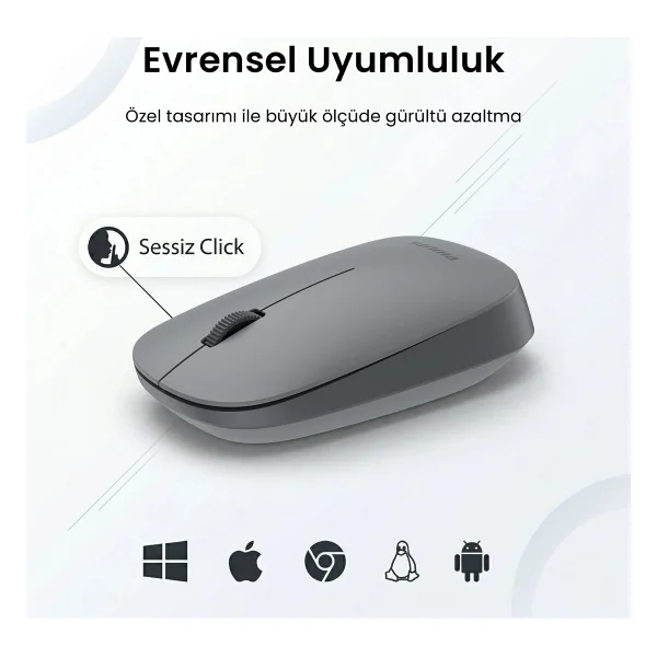 Philips Spk7438 Gri Optik Kablosuz Mouse - Görsel 4