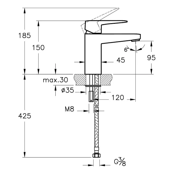 Artema Root Square A42732 Krom Lavabo Bataryası - Görsel 7