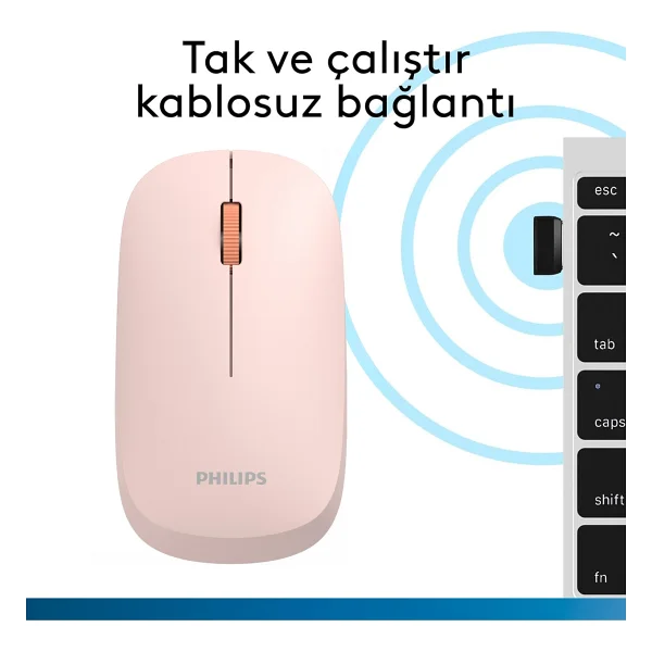 Philips Spk7438 Pembe Optik Kablosuz Mouse - Görsel 3