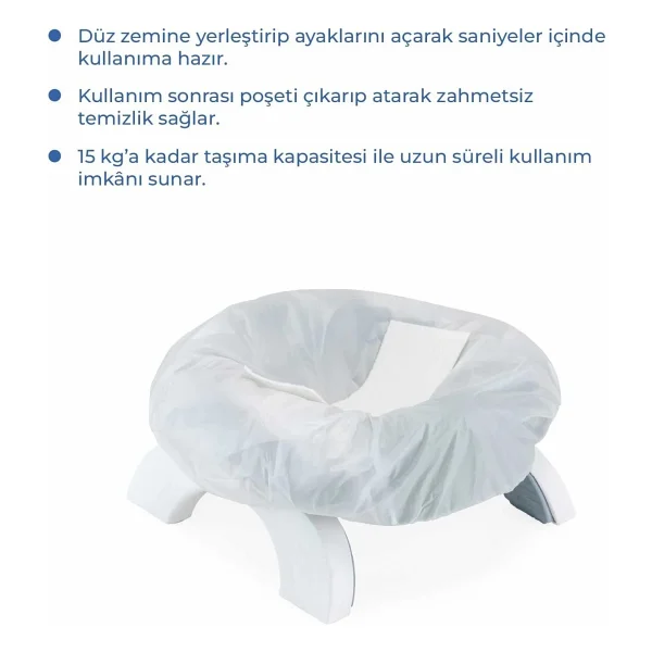 Babyjem Portatif Katlanabilir Lazımlık - Gri (5 Adet Poşet Hediyeli) - Görsel 3