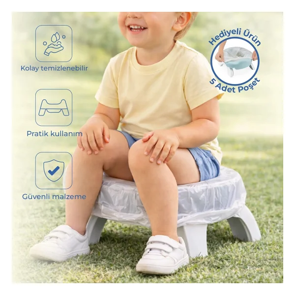 Babyjem Portatif Katlanabilir Lazımlık Soft Mavi New Color - Görsel 7