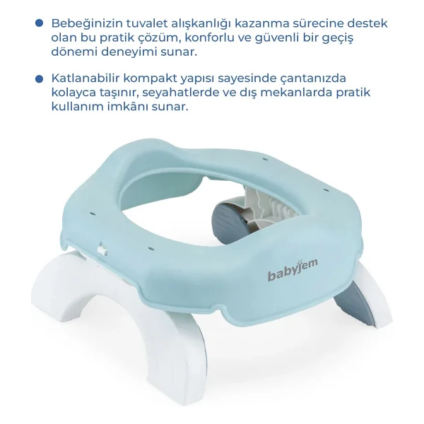 Babyjem Portatif Katlanabilir Lazımlık Soft Mavi New Color - Görsel 4