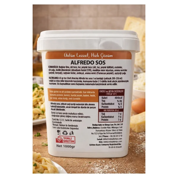 Chef's New Joy Professional Alfredo Sos 1000 Gr Makarna Sosu Toz Parmesan Lezzeti - 1 Kg - Görsel 3