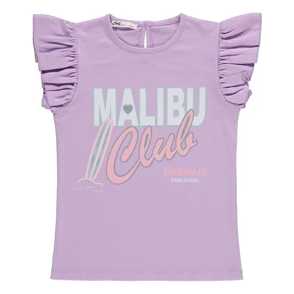 Civil Girls Malibu Baskılı Şortlu 6-9 Yaş Takım - Lila - Görsel 2