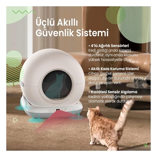 Haustier Cb001 Gri Kedi Tuvaleti Qq003 Beyaz Mama Kabı Wf009ls Beyaz Kedi Suluğu 3 Lü Set Haustier Türkiye Garantili - Görsel 4