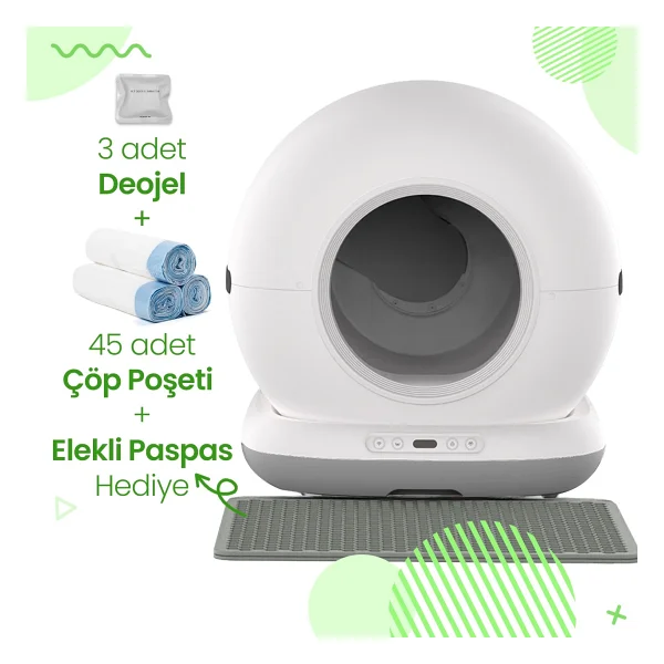 Haustier Cb001 Gri Kedi Tuvaleti Qq003 Beyaz Mama Kabı Wf009ls Beyaz Kedi Suluğu 3 Lü Set Haustier Türkiye Garantili - Görsel 5