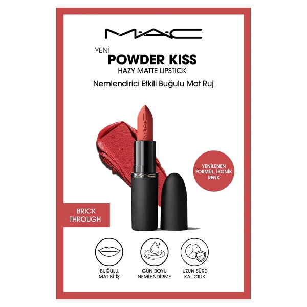 M.A.C Powder Kiss Hazy Matte Nemlendirici Etkili Likit Ruj - Görsel 8