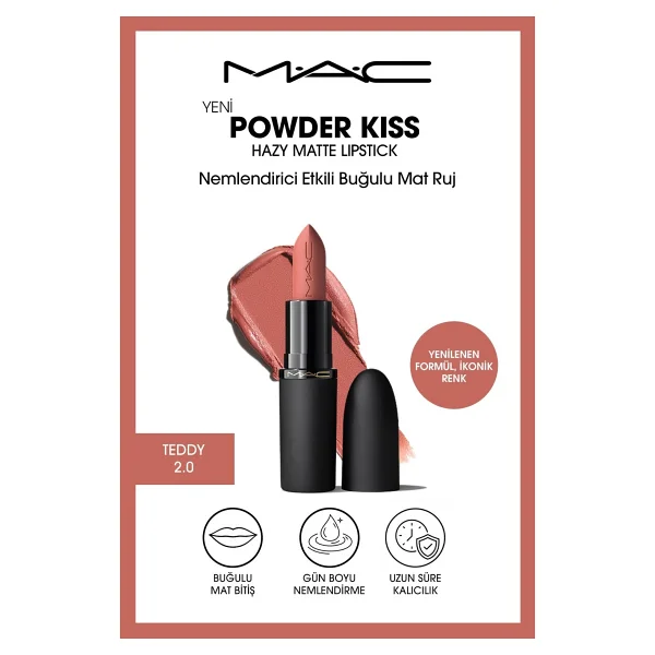M.A.C Powder Kiss Hazy Matte Nemlendirici Etkili Likit Ruj - Görsel 7