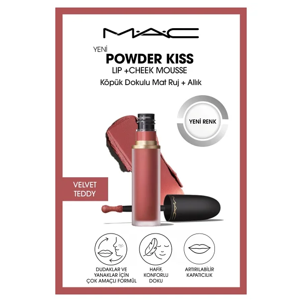 M.A.C Powder Kiss Lip & Cheek Mousse Likit Ruj - Görsel 8