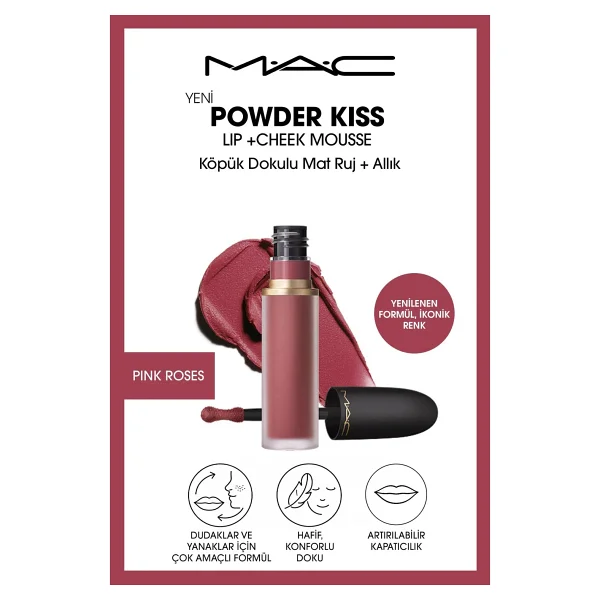 M.A.C Powder Kiss Lip & Cheek Mousse Likit Ruj - Görsel 7