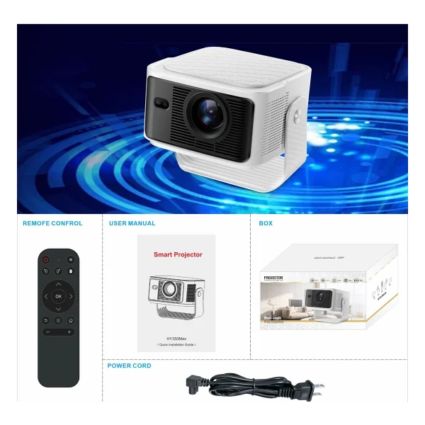 İdragon Hy350max Android 14 Akıllı Projeksiyon Cihazı 1080p Full HD 500 Ansı Lümen Wi-Fi 6 Bluetooth 5.4 Auto Focus Ultra Kısa Mesafe 4K/8K Destekli Mini Projeksiyon - Görsel 2