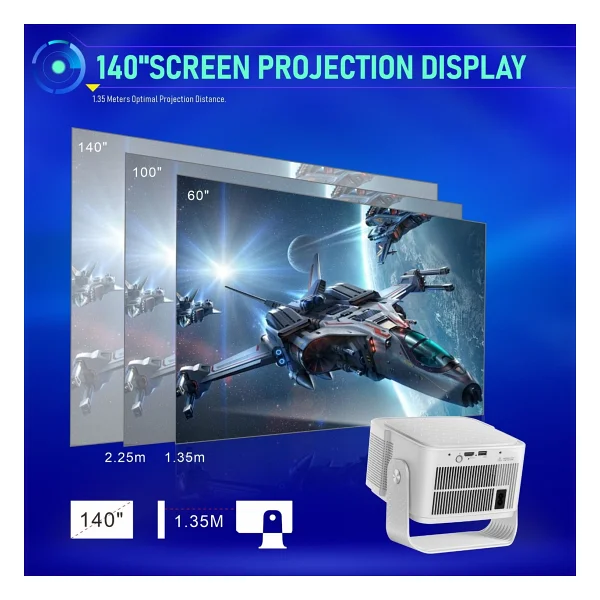İdragon Hy350max Android 14 Akıllı Projeksiyon Cihazı 1080p Full HD 500 Ansı Lümen Wi-Fi 6 Bluetooth 5.4 Auto Focus Ultra Kısa Mesafe 4K/8K Destekli Mini Projeksiyon - Görsel 3