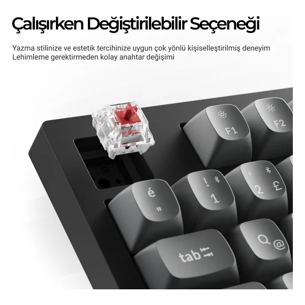 Keychron K10 Max Qmk RGB %100 Super Red Switch Kablolu/Kablosuz Mekanik Oyuncu Klavyesi - Görsel 7
