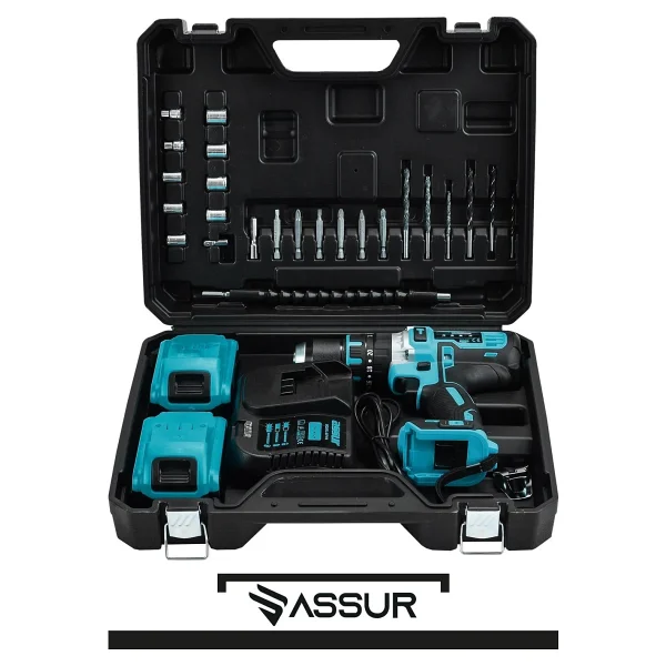 Assur Pro Metal Şanzıman 21v Çift Akülü Şarjlı Darbeli Matkap - Görsel 3