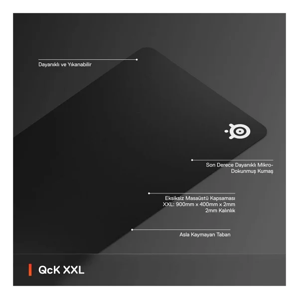 Steelseries Qck XXL Siyah Gaming Oyuncu Mouse Pad Baskısız Düz Yüzey İle Ergonomik Tasarım - Görsel 8