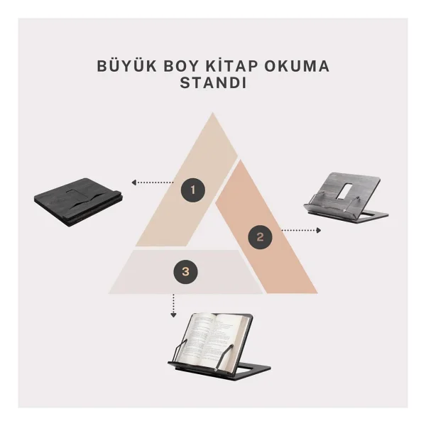 Vigo Wood Kitap Okuma Standı Büyük Boy (Antik) - Görsel 7