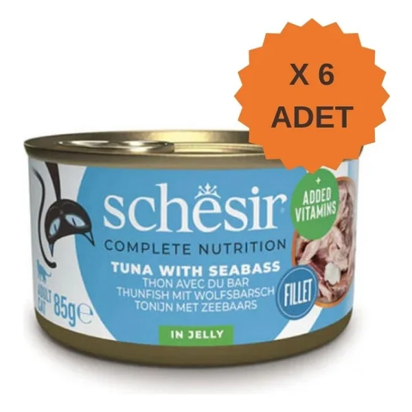 Schesir Jelly Ton Balığı ve Levrek Jöle İçinde Yetişkin Kedi Konservesi 85Gr X 6 Adet - Görsel 3