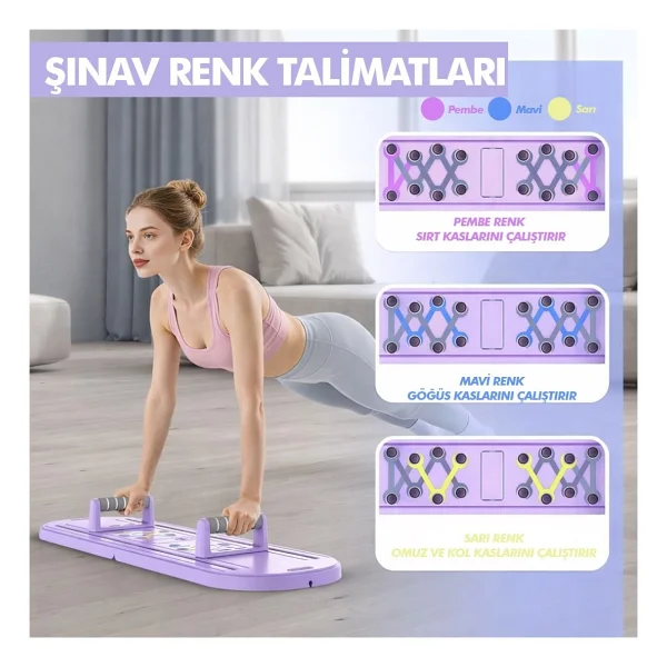 Relaxus Çok Fonksiyonlu Pilates Fitness Tahtası Direnç Bant Ev Core Karın Kol Sırt Güçlendirme Egzersiz Çora - Görsel 5