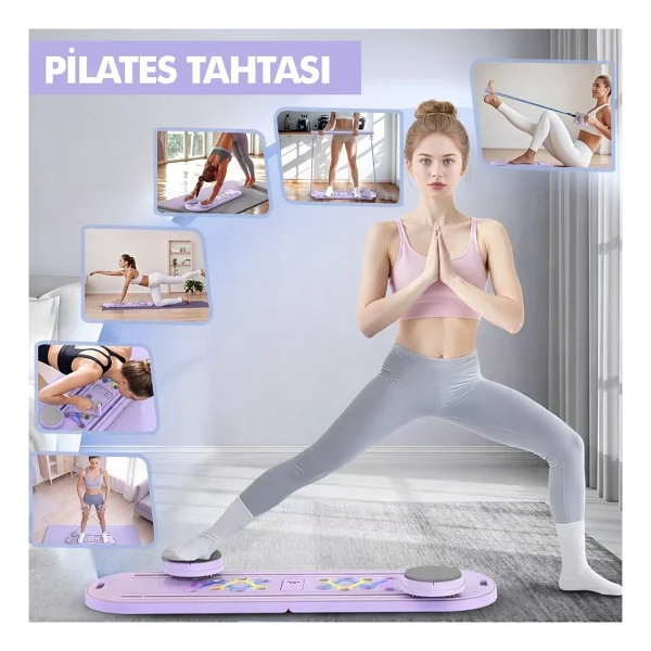Relaxus Çok Fonksiyonlu Pilates Fitness Tahtası Direnç Bant Ev Core Karın Kol Sırt Güçlendirme Egzersiz Çora - Görsel 7