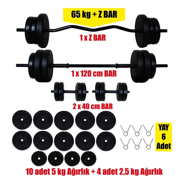 Dambıl 68 Kg Z Bar Halter Seti Ve Dambıl Seti - Görsel 2