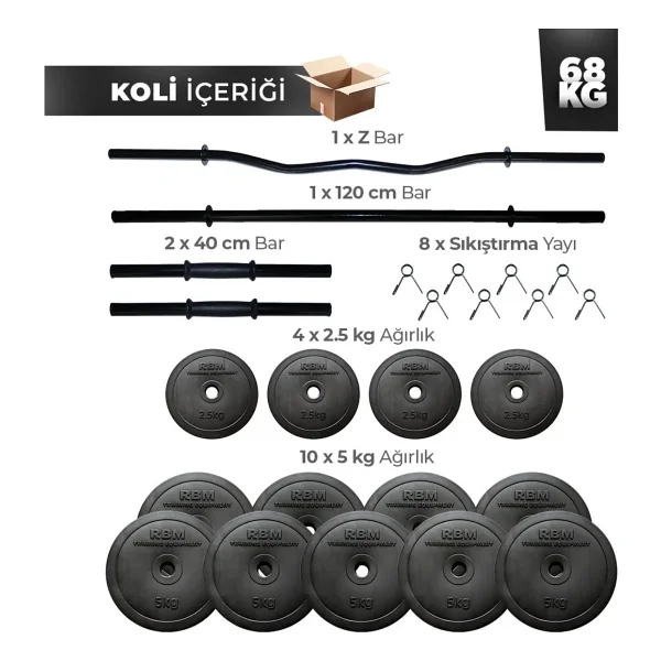 Dambıl 68 Kg Z Bar Halter Seti Ve Dambıl Seti - Görsel 8